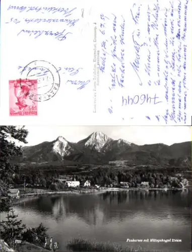 746044 Foto AK Faakersee m. Mittagskogel Strandleben Badeufer i. Vordergrund