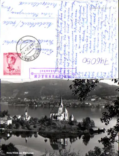 746050 Foto AK Maria Wörth a. Wörthersee Kirche Stempel Weissenbach Post Stockenboi