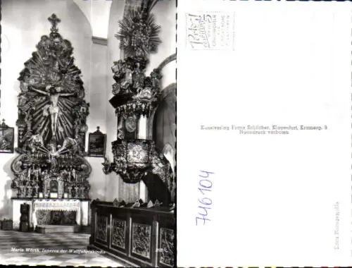 746104 Foto AK Maria Wörth Inneres d. Wallfahrtskirche Altar Kanzel