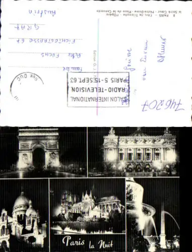 746207 Foto Mehrbild AK Paris la Nuit L Arc de Triomphe L Opera Notre Dame France