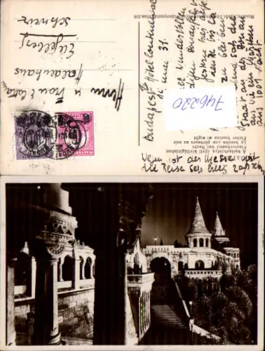 746220 Foto AK Budapest Fischerbastei b. Nacht A halaszbastya Hungary