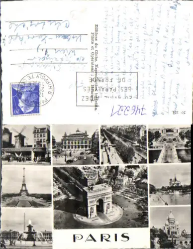 746221 Mehrbild AK Paris Arc de Triomph Tour de Eiffel France