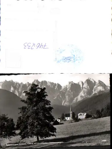 746233 Foto AK Gosau m. Gosaukamm Salzkammergut Kirche Baum i. Vordergrund