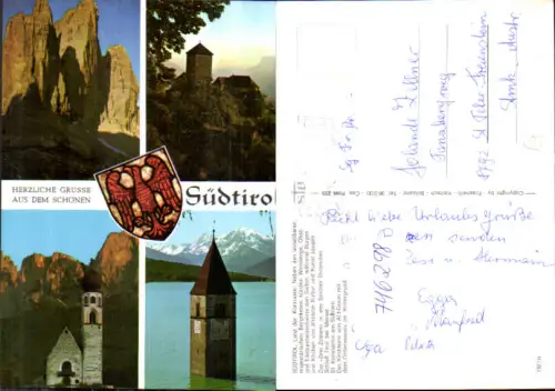 746298 Mehrbild AK Südtirol Drei Zinnen Schloss Tirol b. Meran Alt-Graun Kirchturm