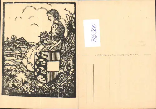 746300 Künstler AK Frau Wappen