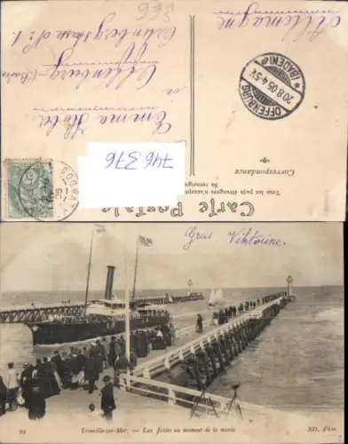 746376 Trouville-sur-Mer Les Jetees Schiff Dampfer France Stempel Offenburg