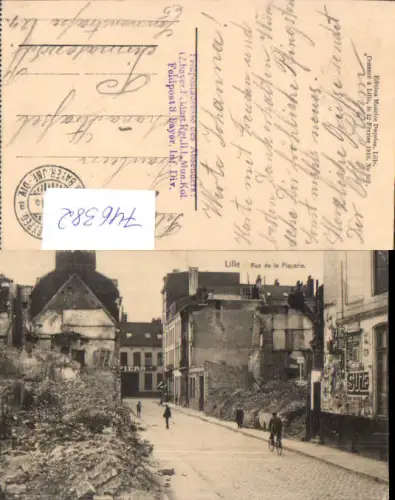 746382 Lille Rue de la Piquerie Zerstörte Häuser WW1 Soldaten France