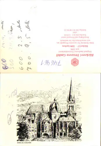 746461 Künstler AK H. Dahmen Dom zu Aachen Stempel Bäckerei Drouven Printenbäckerei