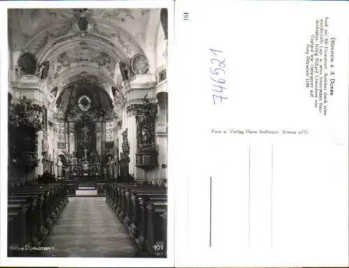 746521 Foto AK Dürnstein a. d. Donau Wachau Kirche Inneres