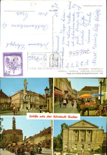 746556 Mehrbild AK Baden b. Wien Fußgeherzone Hauptplatz Traubenkur Stadttheater