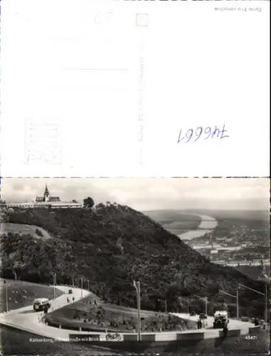 746661 Foto AK Wien Vienna Kahlenberg Höhenstraße m. Blick auf Wien Bus Motorrad Auto
