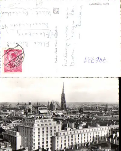 746731 Foto AK Wien Vienna Panorama mit Hochhaus Stephansdom