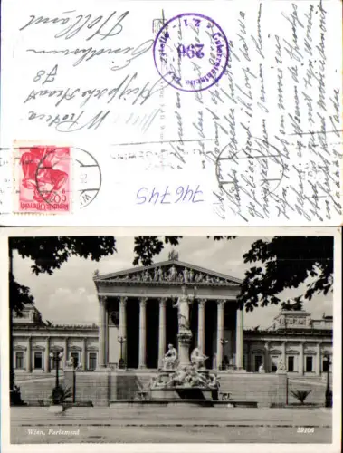 746745 Foto AK Wien Vienna Parlament von vorne Stempel Österr. Zensurstelle 296