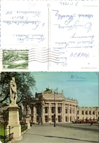 746824 Wien Vienna Burgtheater Straßenbahn Statue i. Vordergrund