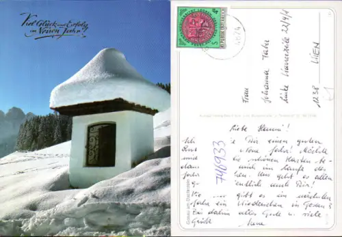 746933 Gosau a. Dachstein Kapelle Bildstock im Winter Neujahr