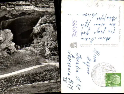 746995 Foto AK Pottenstein Teufelshöhlen Eingang Fränkische Schweiz Höhle