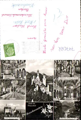 747022 Mehrbild AK Schwangau Schloss Neuschwanstein Thronsaal Sängersaal