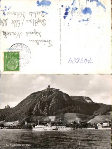 747029 Foto AK Bad Honnef Königswinter Drachenfels a. Rhein Schiff Dampfer