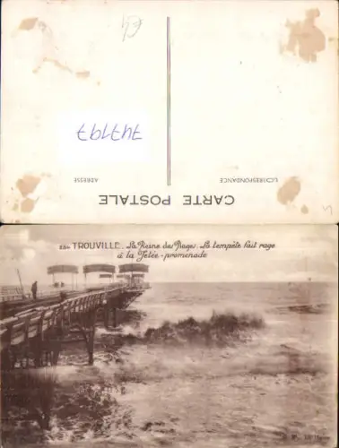 747197 Trouville La Reine des Plages Le tempete fait rage a la Jetee promenade France