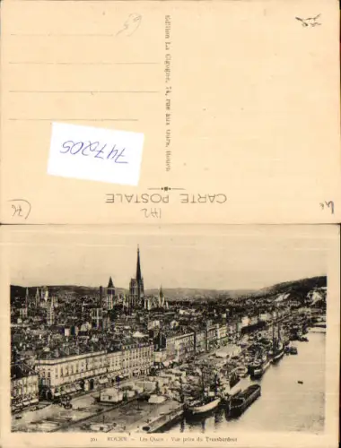747205 Rouen Les Quais Vue prise du Transbordeur Schiffe France