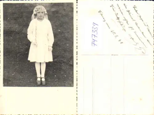747339 Foto AK Mädchen Kleid Erstkommunion Religion 1941
