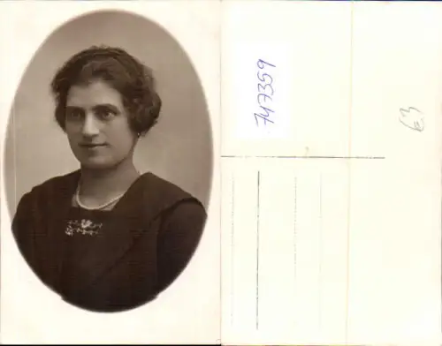 747359 Foto AK Frau Halskette Perlenkette Portrait Passepartout