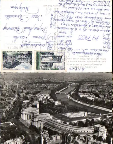 747455 Foto AK Luftbild En Avion Paris Le palais de Chaillot au pont d l Alma France