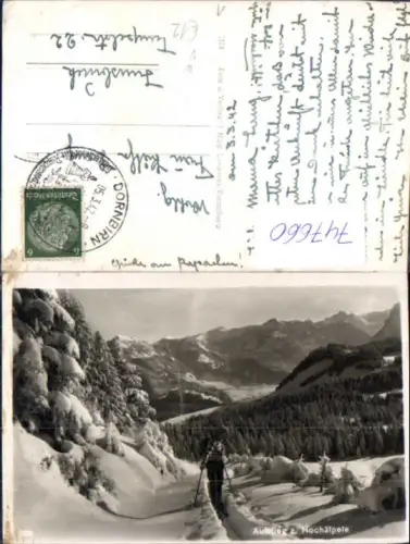 747660 Foto AK Dornbirn Aufstieg z. Hochälpele Wintersport Tourengeher pub J. Nipp 1524