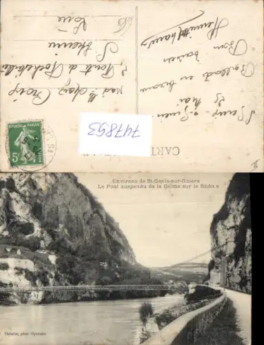 747853 Environs de St-Genis-sur-Guiers Le Pont suspendu de la Balme sur le Rhone France