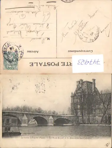 747923 La Seine a travers Paris Le Pont Royal et le Ministere des Colonies Brücke France