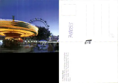 748053 Wien Leopoldstadt SPÖ Wiener Prater Vergnügungspark Riesenrad Karussell b. Nacht