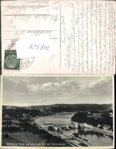 748328 Bei Essen Blick v. d. Platte auf Villa Hügel Baldeneysee Kraftwerk