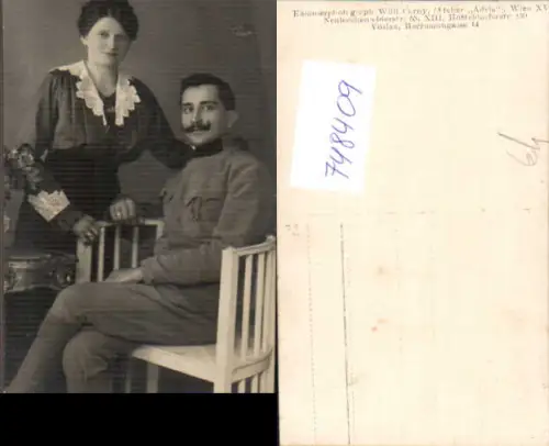 748409 Foto AK Paar Soldat Uniform Liebe pub Willi Cerny Adria Wien