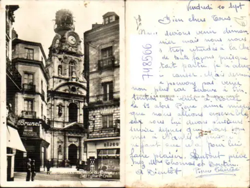 748566 Foto AK Nantes La Place du Change et l Eglise Ste Croix Kirche France