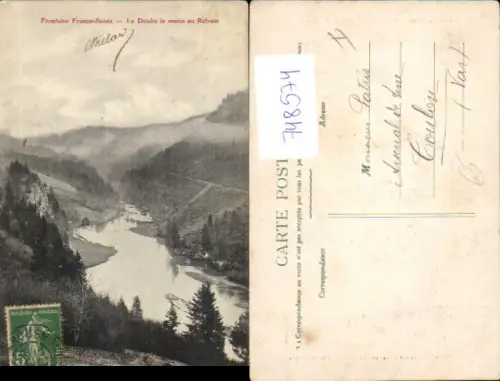 748574 Frontiere Franco-Suisse Le Doubs le matin au Refrain Grenze France