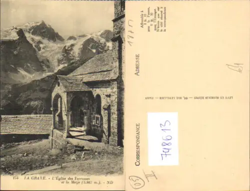748613 La Grave L Eglise des Terrasses et la Meije France