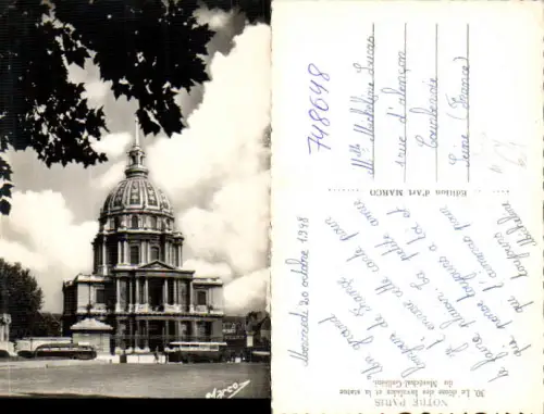 748648 Foto AK Paris Le dome des Invalides et la statue du Marechal-Gallieni Bus France