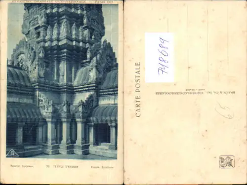 748689 Paris 1931 Exposition Coloniale Internationale Temple D Angkor France