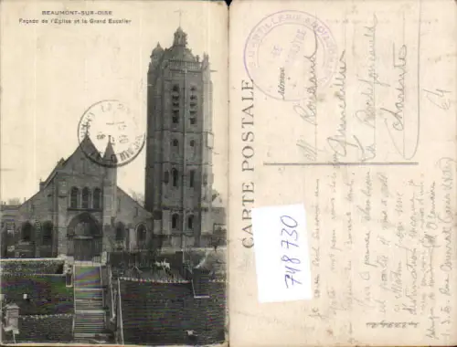 748730 Beaumont-sur-Oise Facade de l Eglise et le Grand Escalier France