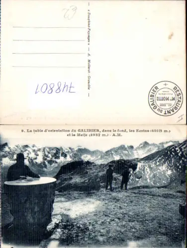 748801 La table d orientation du Galibier dans le fond les Ecrins et la Meije France