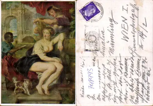 748993 Künstler AK Peter Paul Rubens Bathseba am Springbrunnen Erotik