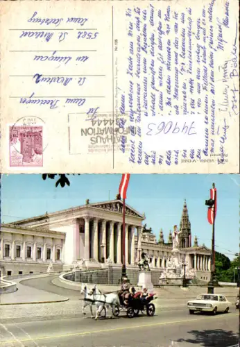 749063 Wien Vienna Parlament Fiaker Kutsche Fahne Patriotik