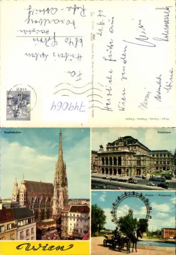 749064 Mehrbild AK Wien Vienna Stephansdom Staatsoper Prater Riesenrad Fiaker
