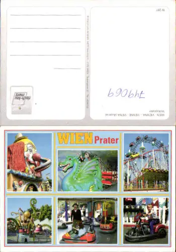 749069 Mehrbild AK Wien Leopoldstadt Volksprater Prater Autodrom Riesenrad Drachenbahn