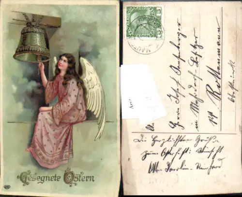 749313 Lithographie Engel Glocke Ostern Osterengel pub EAS