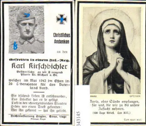 749411 Sterbebild Death Card WW2 WK2 St. Michael am Bruckbach Peter in der Au Infanterie