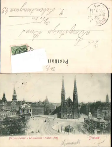 749511 Dresden Zwinger Sophienkirche Weber`s Hotel 1901