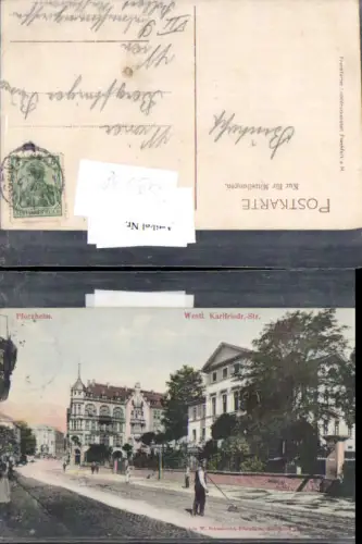 749538 tolle AK Pforzheim Westl. Karlfriedstraße Straßenansicht