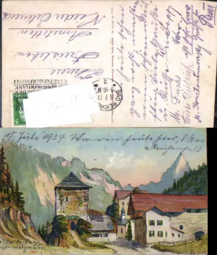 749550 Künstler AK Berchtesgaden Reichenhall Hallthurm Pass