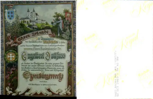 Kopie Foto Ehren Urkunde Sonntagberg Dr. Engelbert Dollfuss Rosenau Ehrenbürgerurkunde